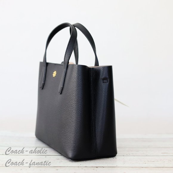 NWT Tory Burch 85985 Blake Small Leather Crossbody Tote in Black/Devon Sand - Picture 6 of 11